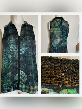 SACHIN + BABI Womens size 0 sequin collar sleeveless top plaid button Nordstrom